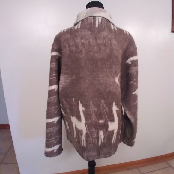 Alpaca Connection Wool Large Coat Jacket - Full Zip - Unique & Beautiful Print - Picture 7 of 16